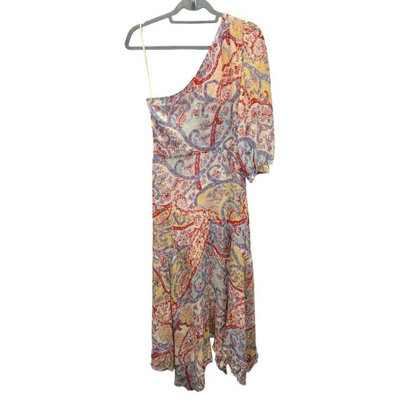 Veronica Beard Kimber Silk Paisley One-Shoulder Midi Dress Red Blue Size 6 - Picture 7 of 15